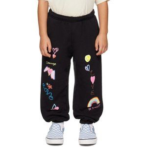 KIDS WORLDWIDE SSENSE Exclusive Kids Black All Over Love Print Sweatpants SZ 4